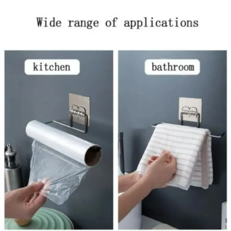Punch-free Paper Towel Holder Plastic Self Adhesive Kitchen Under