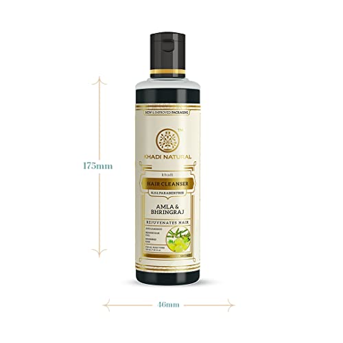 Khadi Natural Amla & Bhringraj Shampoo/Cleanser for Controlling Dandruff & Hair fall | Shampoo for Reducing Scalp Irritation | Paraben & Sulphate-Free | Suitable for All Hair Types, 210ml FROM INDIA(SAM). 