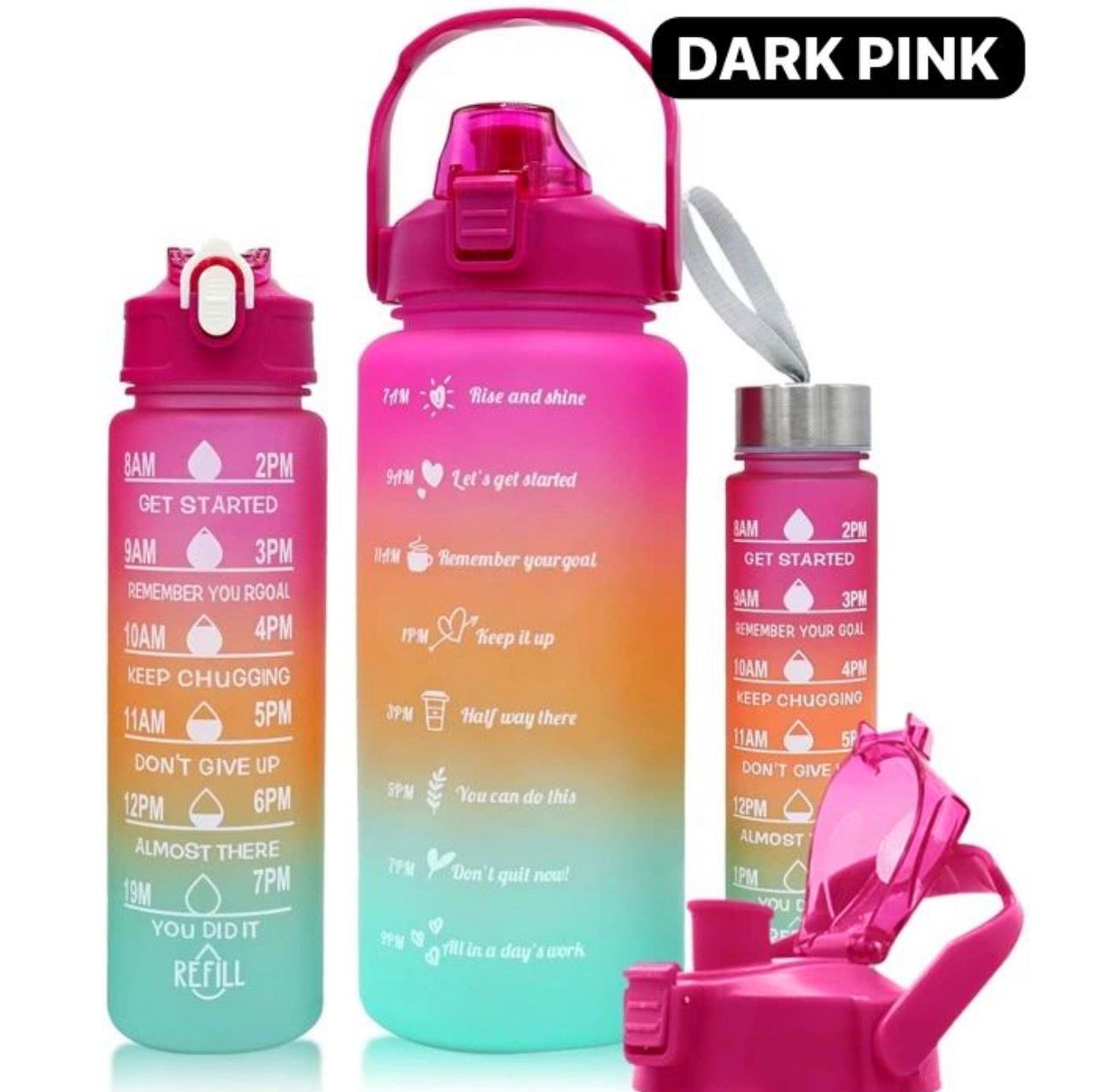 3pcs Water Bottle Colourful 2000ml 800ml 300ml 3 in 1. 