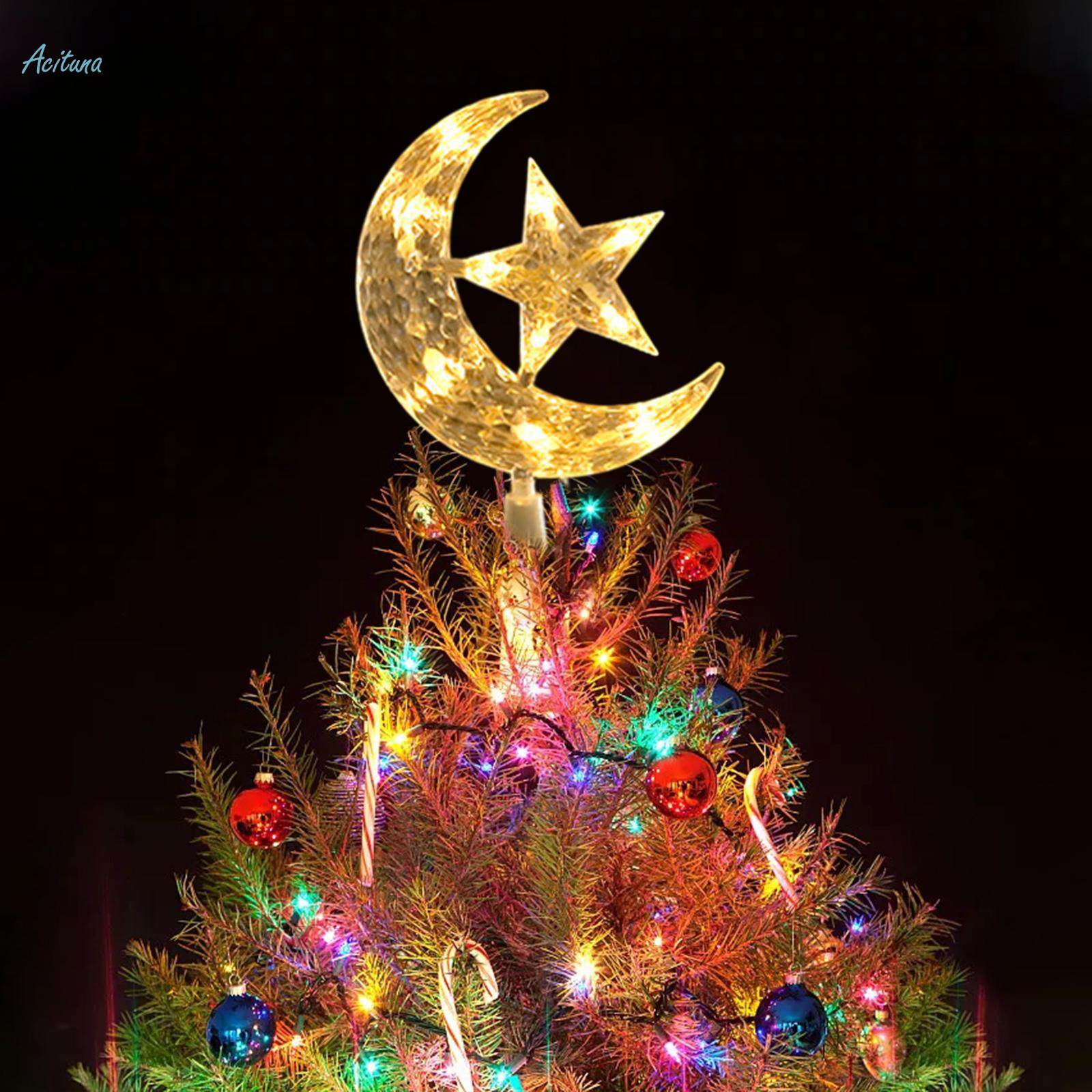 Christmas Tree Toppers Lamp Moon and Star Ornament for Wedding Decoration. 