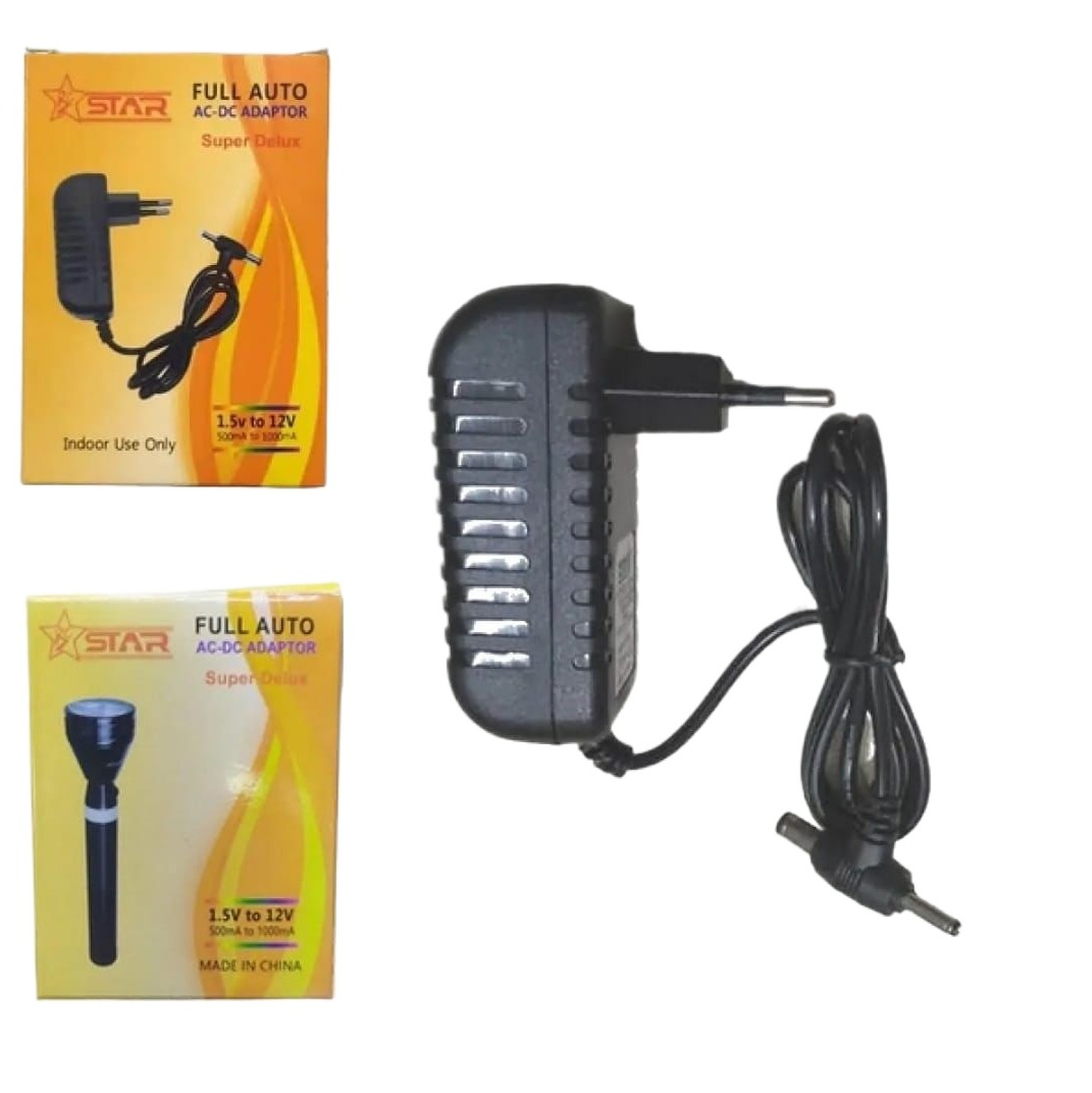 Full Auto Ac - Dc Adapter Rechargeable Torch 1.5v to 12v power Adaptor ...