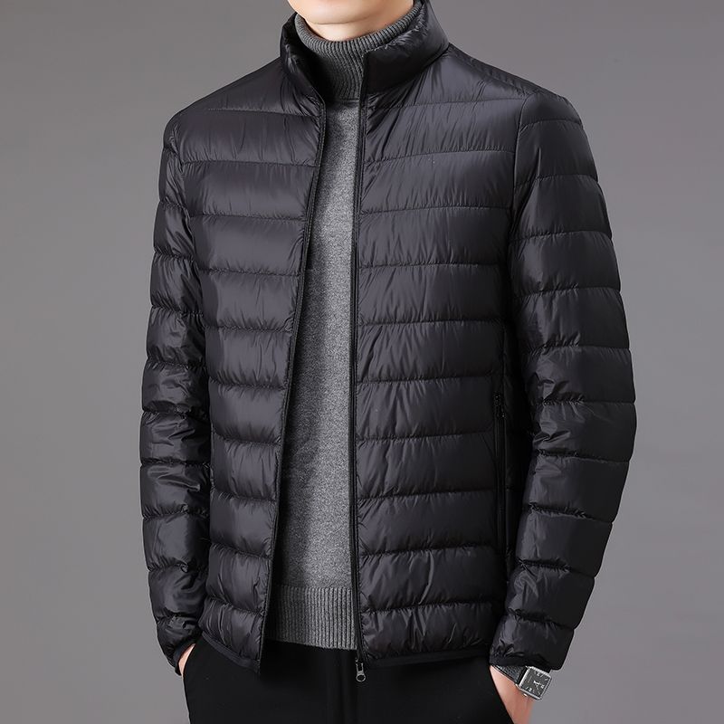 Winter Lightweight down Cotton-Padded Jacket Men's Short Large Size Casual Stand Collar Warm Jacket Dad Men's Cotton-Padded Jacket. 