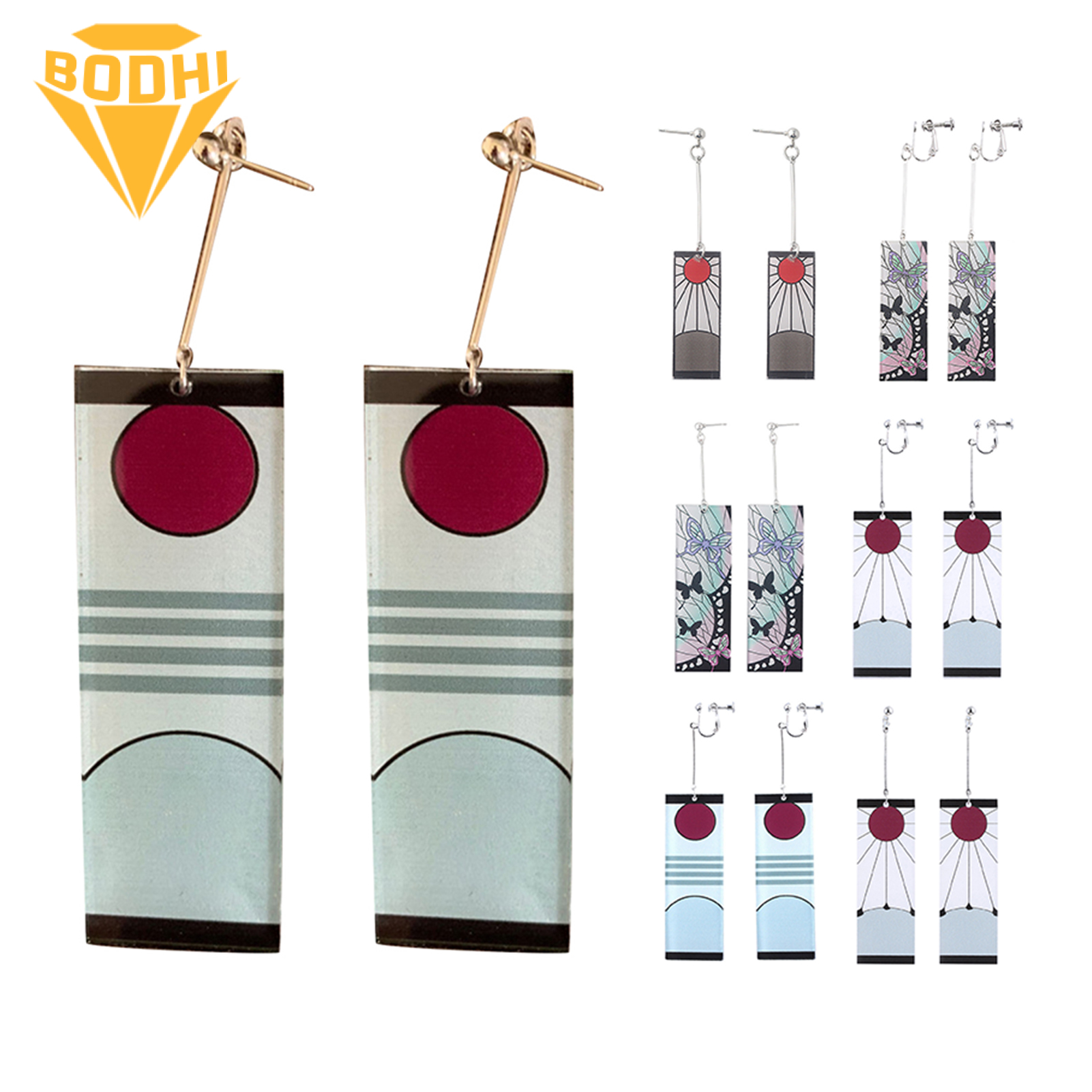 Stud Earrings Rectangle Drop Anime Design Acrylic Anime Jewelry Accessory Earrings for Daily Wear. 
