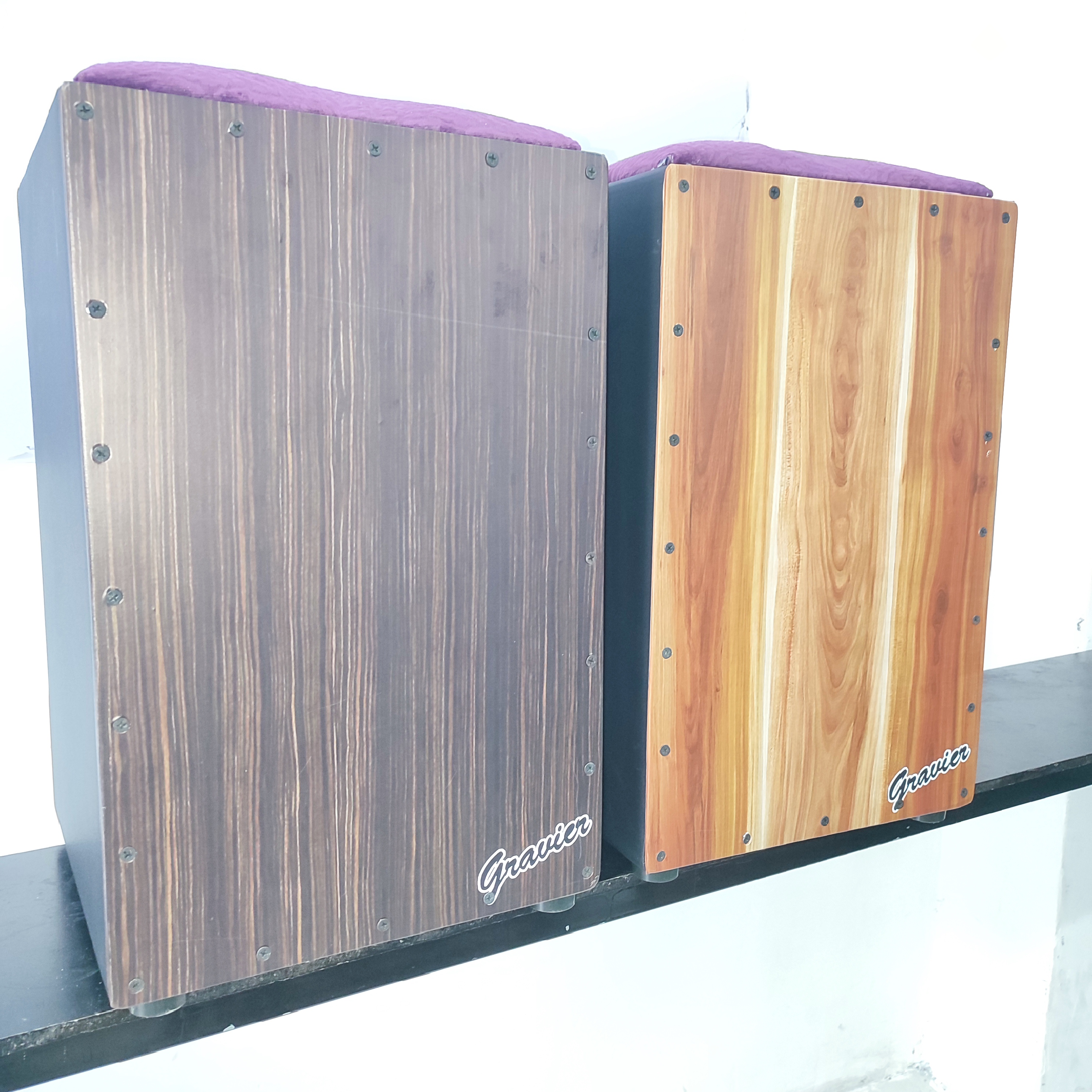 Gravier Cajon box with Gig Bag and Cushion seat made in thailand Percussion Loud Snare tone Cajon Box Drum - Natural Faceplate, 19"x12"x11" Gravier Cajon drum and percussion acoustic with carrying case Rubber feet prevent sliding on floor and add stabilit. 