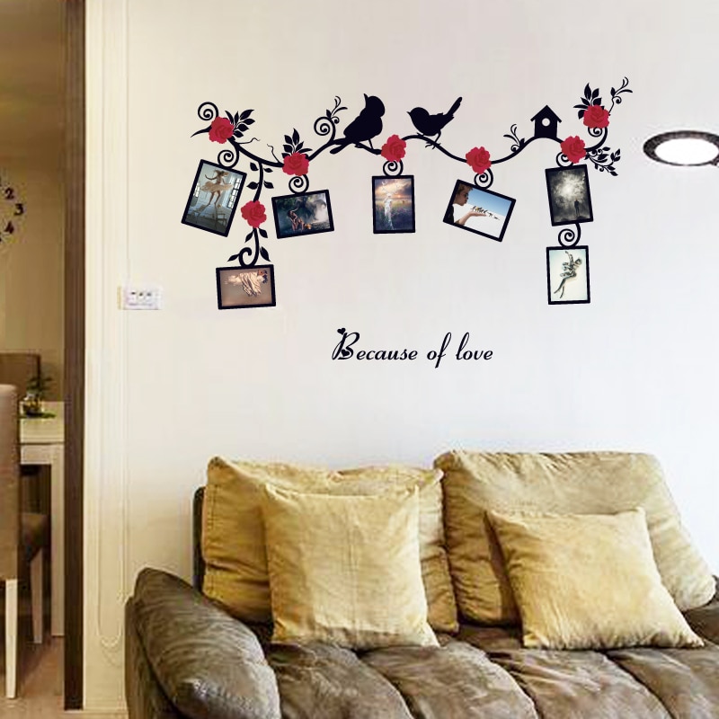 【IKE】SK-6025 love Bird photo frame sticker wall sticker Decorative Stickers living room stickers Nursery Decal Stickers Mural. 