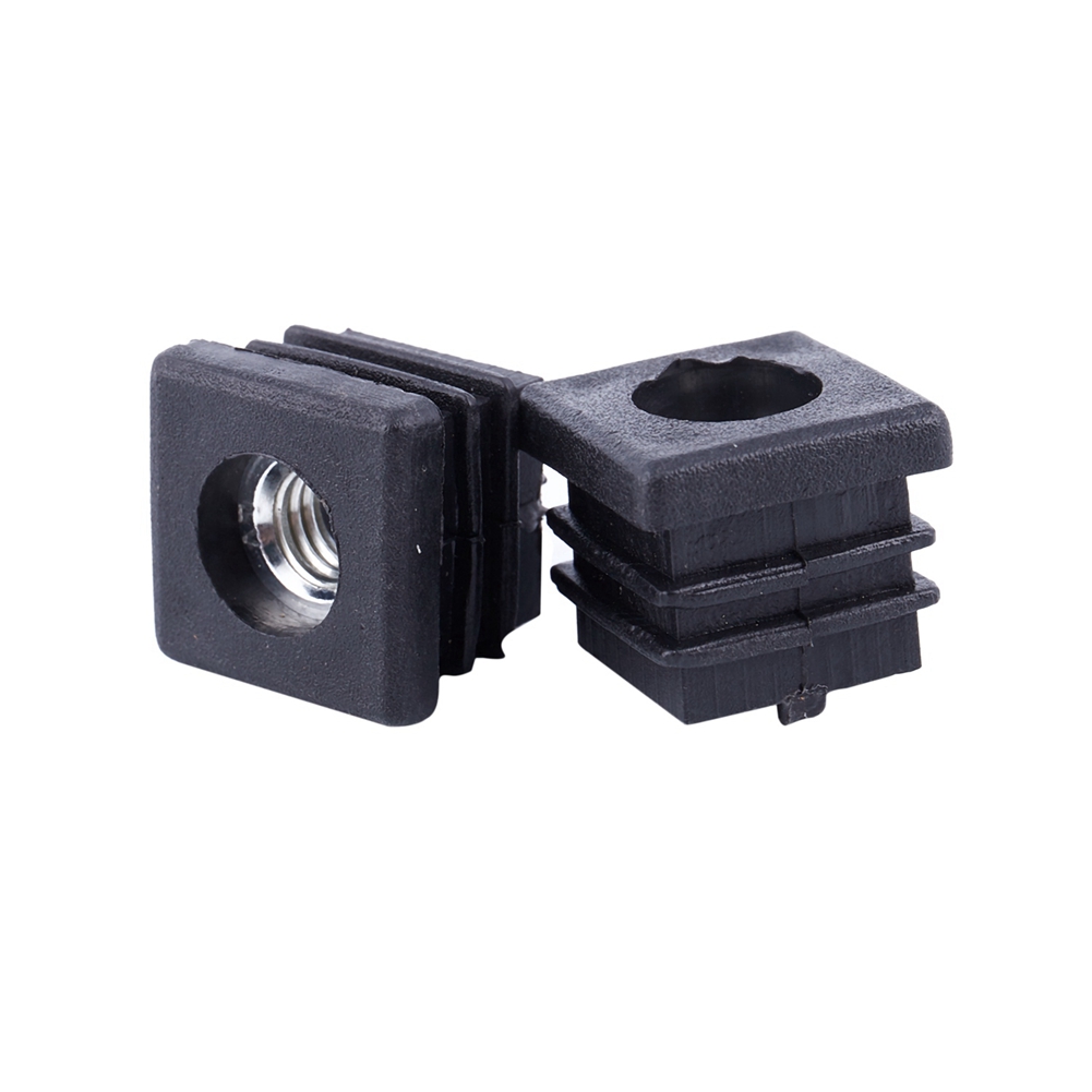 Square Tubing Pipe End Caps Insert Plugs M8 Thread 20X20mm 40Pcs Black ...
