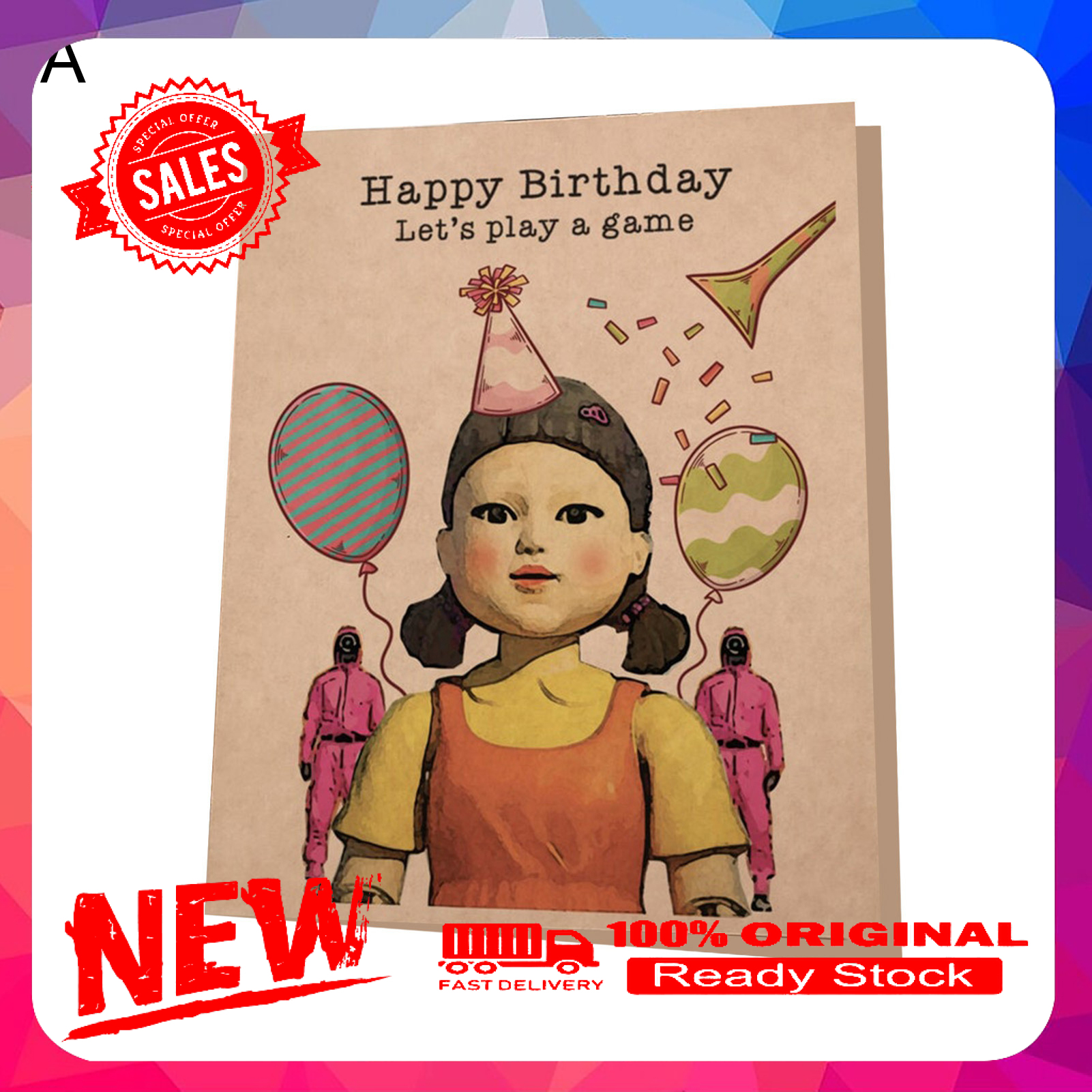 Bright-colored Paper Greeting Card Foldable Beautiful Squid Game Theme  Holiday Card for Party: Buy Online at Best Prices in SriLanka | Daraz.lk