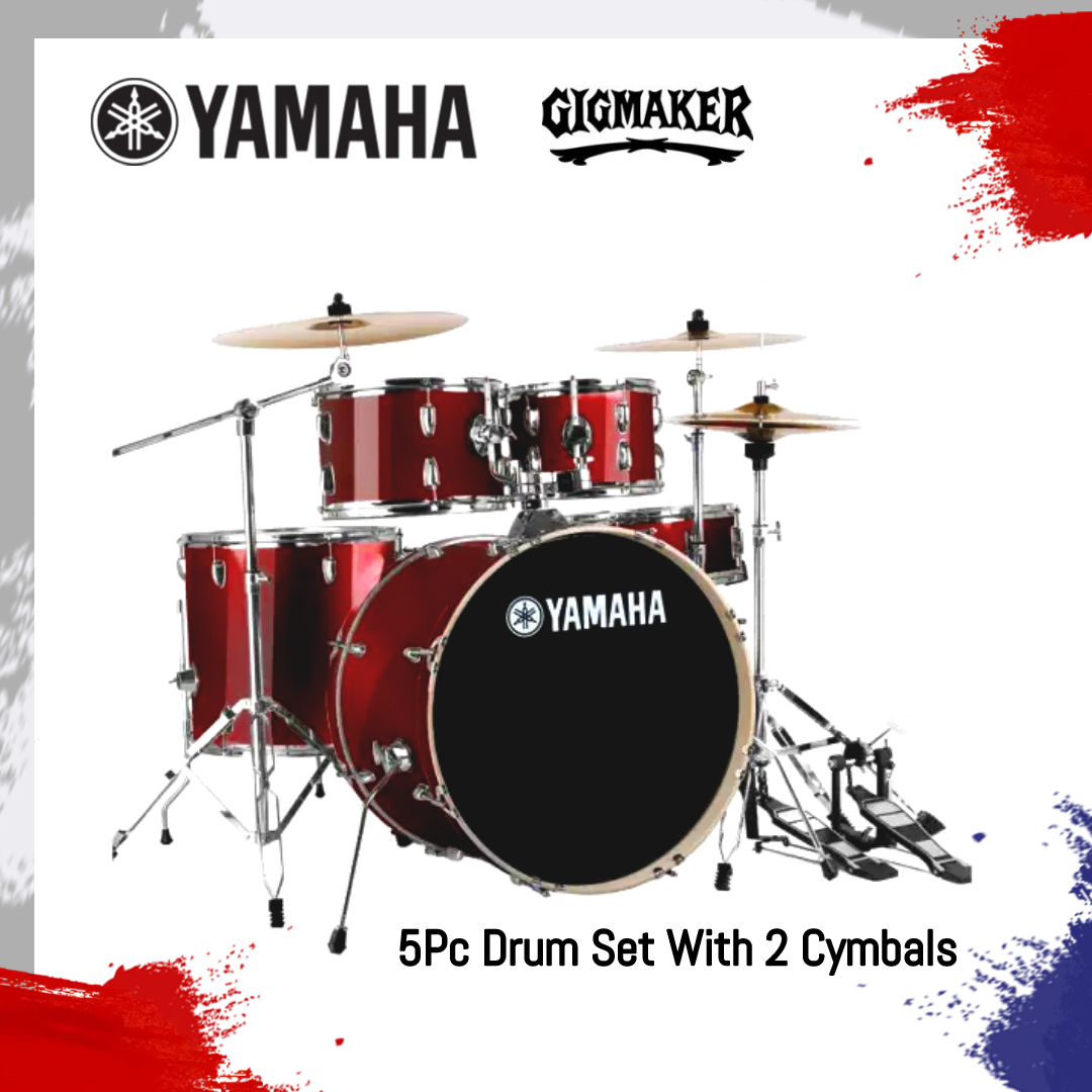 YAMAHA Gig Maker 5Pc Acoustic Full Drum Set With Cymbals & Seat | Daraz.lk