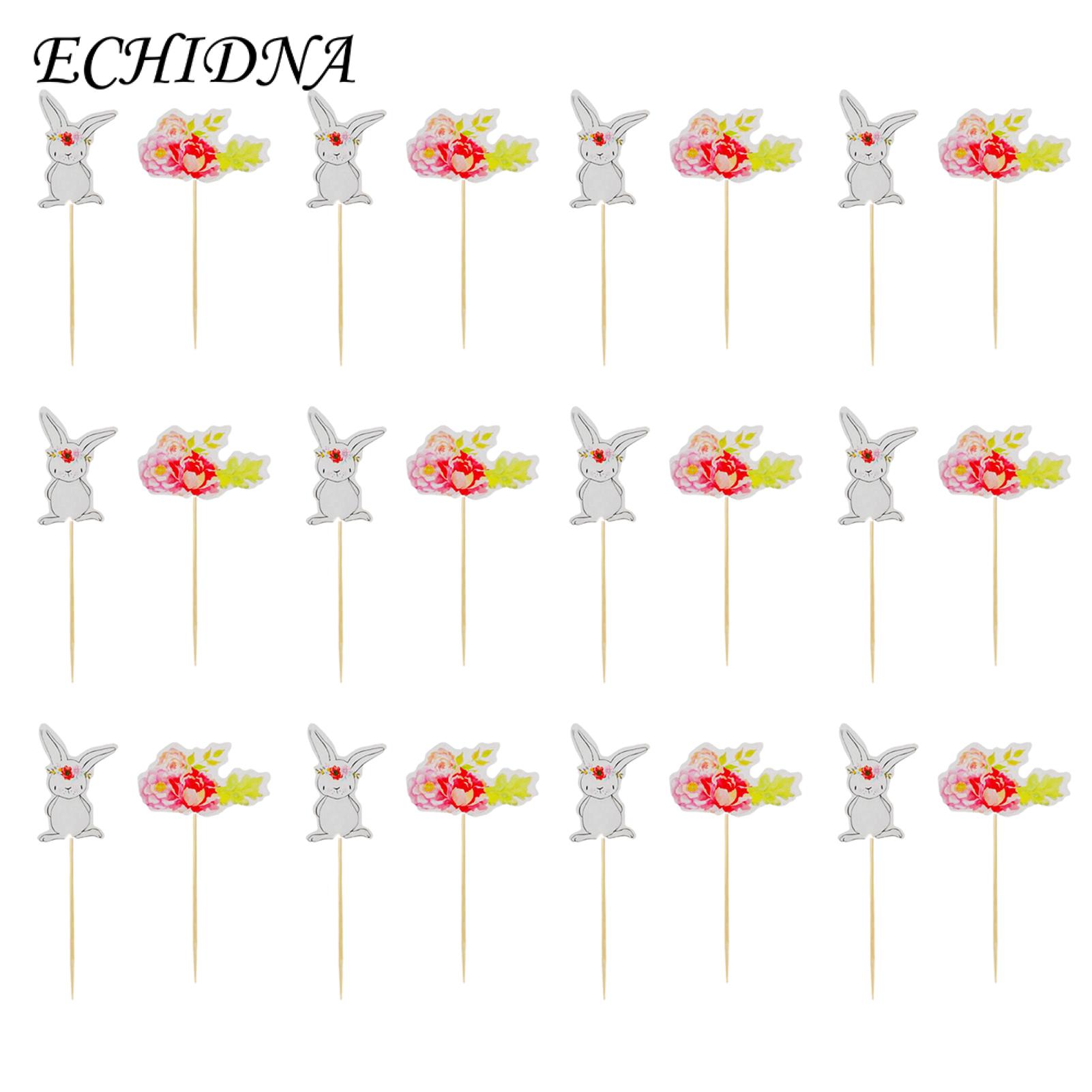 ECHIDNA Rabbit Cake Toppers Eyecatching Cute Rabbit Easter Cupcake
