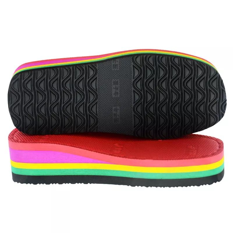 Raccoon Cow Rubber Rainbow High Heel Wedge Thick Muffin Sole Hand Slippers Sole. 