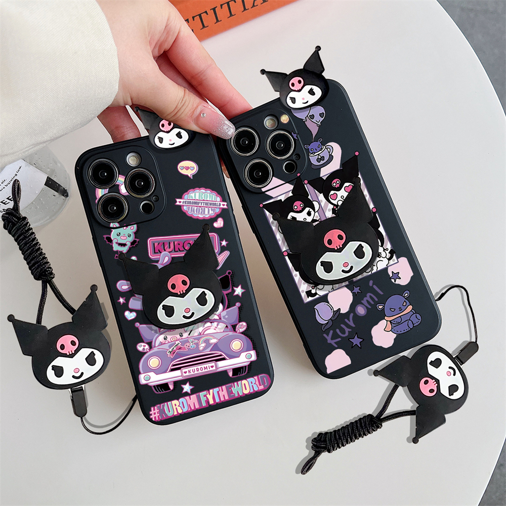 Kuromi Case Realme X X Lite X2 X7 X7 5G X7 Max 5G X7 Pro X7 Pro 5G X50 5G Phone Case Fashion Cartoon Cute Kuromi with Lanyard Stand Holder Soft Silicone Rubber Shock-proof Back Cover. 