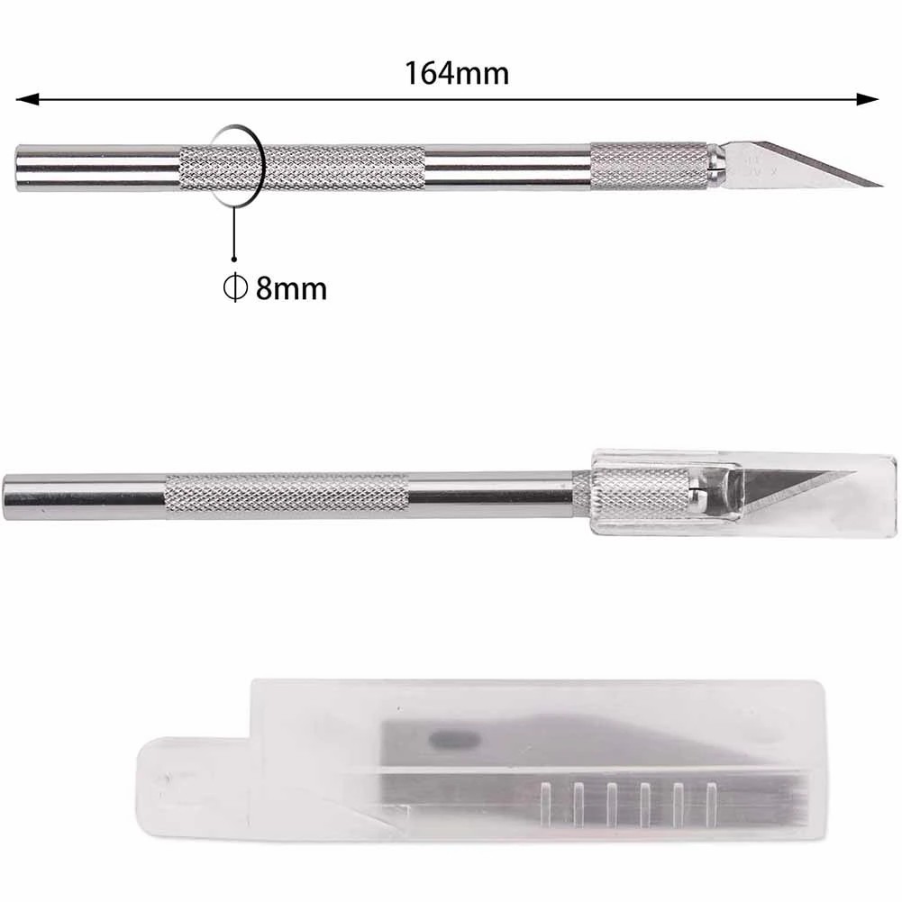 High Quality Pen Knife with 5 Interchangeable Sharp Blades  for Carving and Mat Cutting as a Mobile Phone PCB DIY Repair crafting knife sticker cutter paper cutter.  For precision cutting art and Tools. 