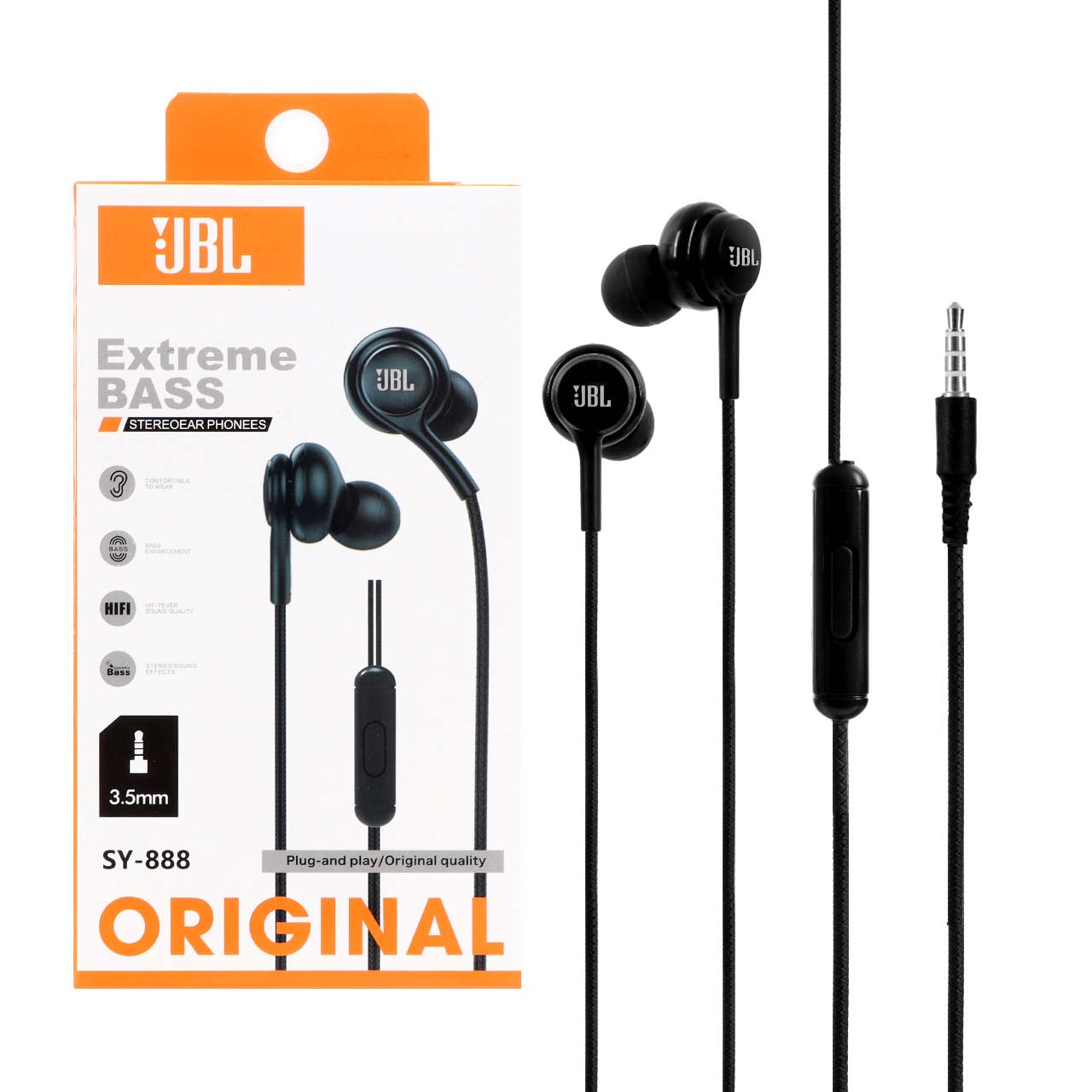 JBL SY888 Stereo Earphones Extreme Bass Sound with  High Quality Microphone Hands Free Best Audio Experience