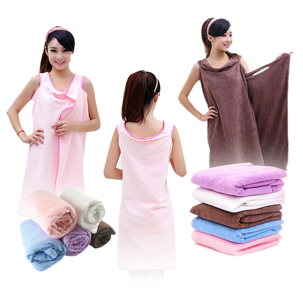 Convenient Wearable Bath Towel Robe for Women - Soft and Comfortable Microfiber Material with Smart Design for Easy Post-Shower Wear. 