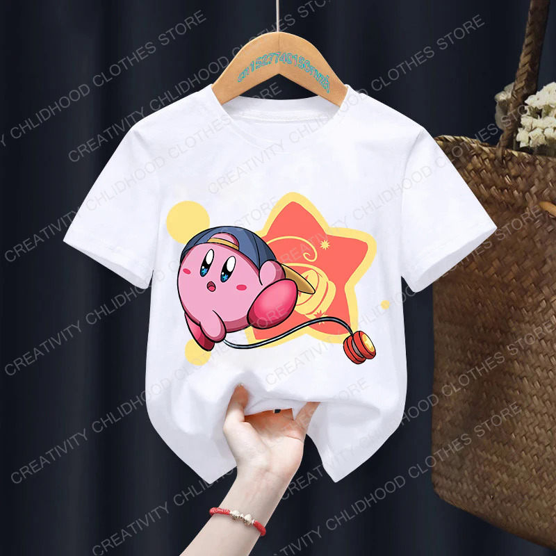 New Kirby CHILDREN'S T shirt kawaii anime kid cartoons T-shirt game casual clothes short sleeve girl boy birthday tee shirts top. 