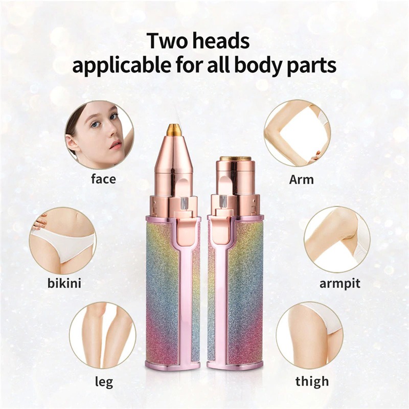 Painless Facial Hair Remover: 2-in-1 Rechargeable Kit for Women. 