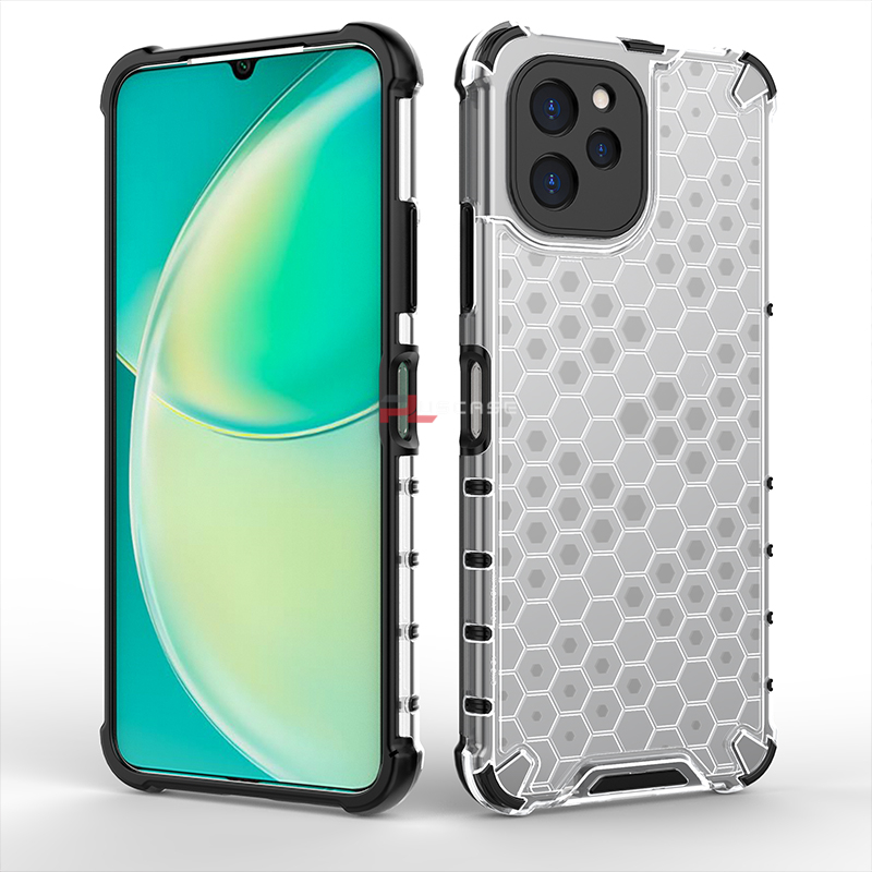 PlusCase for Huawei Nova Y61 Shockproof Case Honeycomb Clear Armor Hybrid Rugged Impact Protective Casing. 