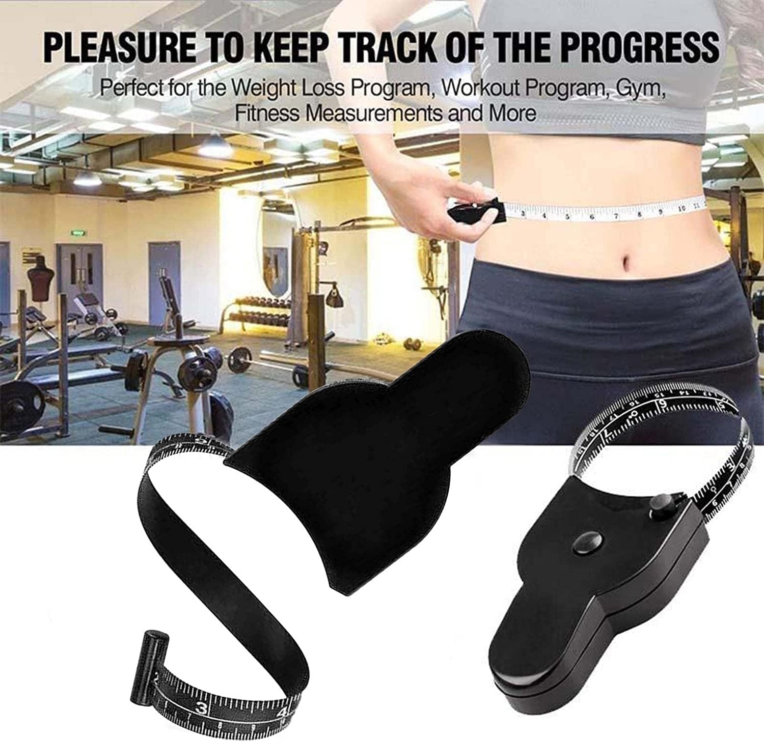 Automatic Tape Measure, Measuring Tape for Body, Multifunctional Digital Body Tape Measure, Portable Accurate Measuring Tape for Body Measurement & Weight Loss (1Pcs, Black). 