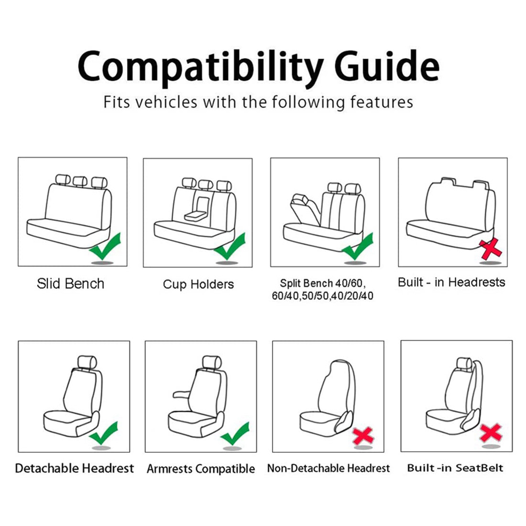 Front Car Seat Covers Front Ready Sport Bucket Seat Cover, 4-Piece Set Automobiles Seat Covers (Black + Red). 