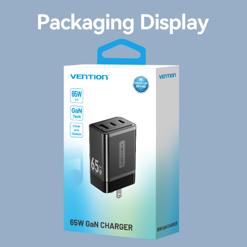 Vention 65W 45W 30W 20W  GaN 3 Port USB Mini Fast Charger for iPhone 15 14 13 Pro Max SAMSUNG S23 S22 Fast portable Charging. 