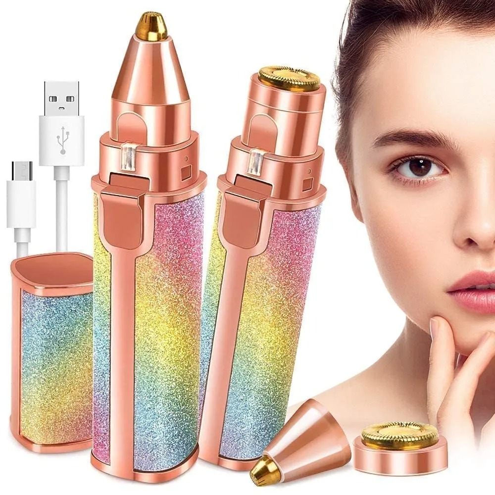 Painless Facial Hair Remover: 2-in-1 Rechargeable Kit for Women. 