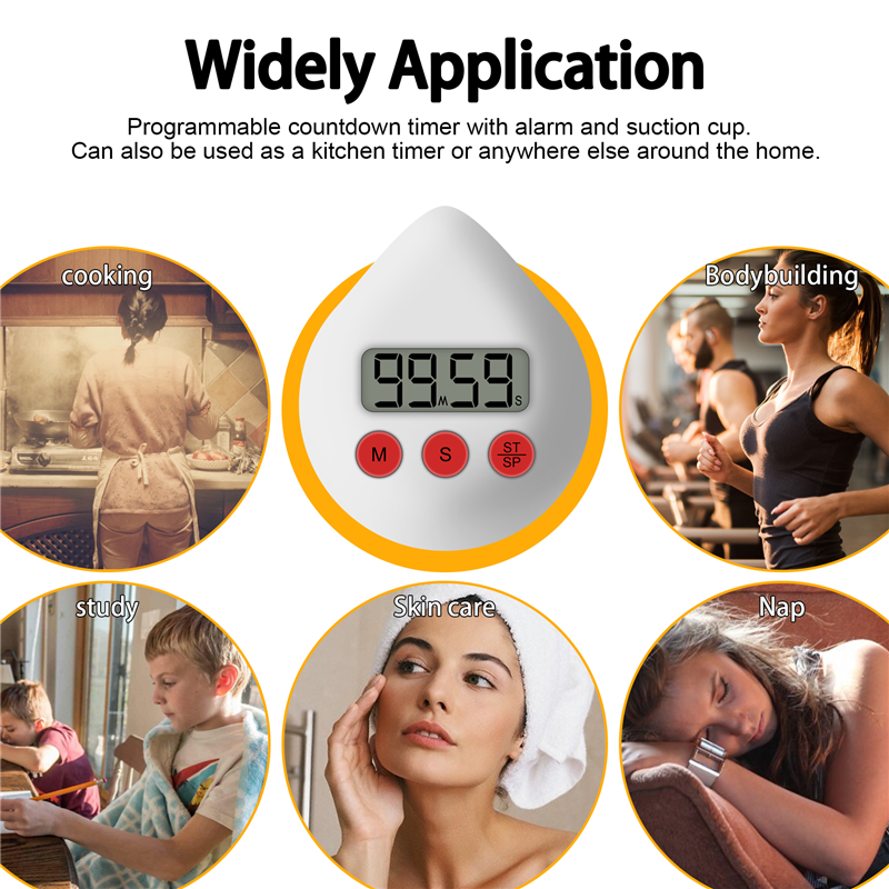 Digital Bathroom Clock Waterproof Shower Clock Timer White. 