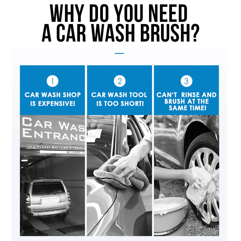 Rotating Round High Pressure Water- Car Wash Brush for. 
