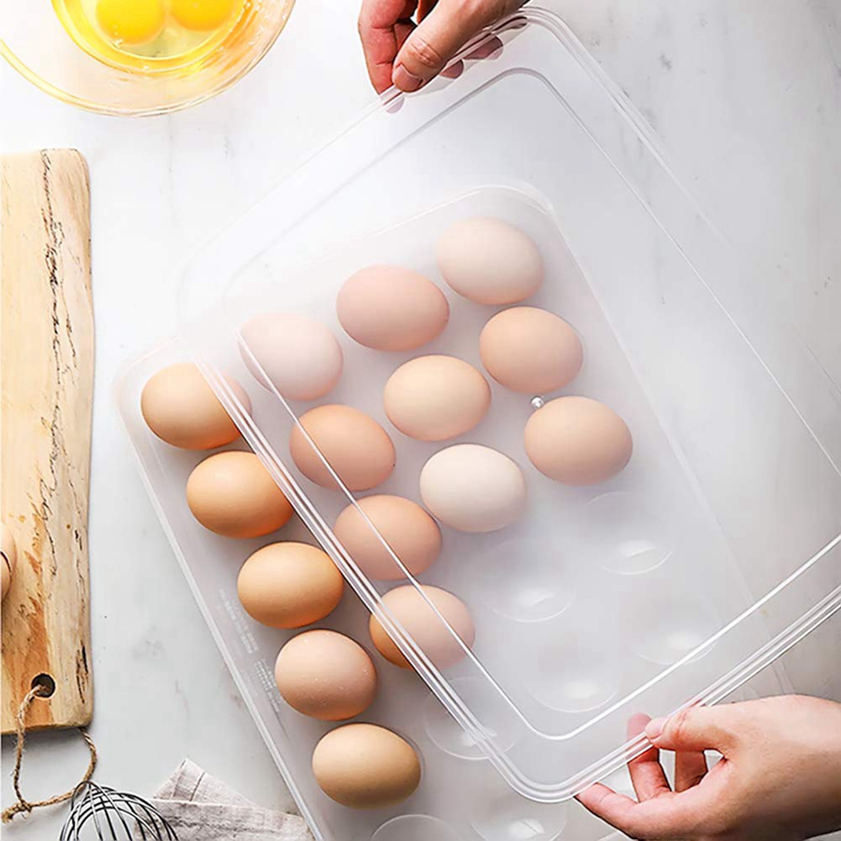2X Egg Holder for Refrigerator, with Lid Fridge Egg Storage Stackable Plastic Egg Containers, 24 Egg Tray. 