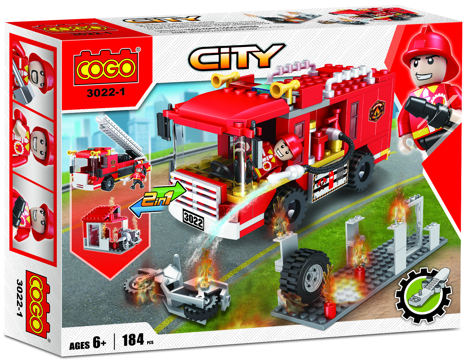Cogo Fire Building Blocks Set - 184 Pcs  Fire Truck & Firemen Legos Set for Children  6+ Ages. 