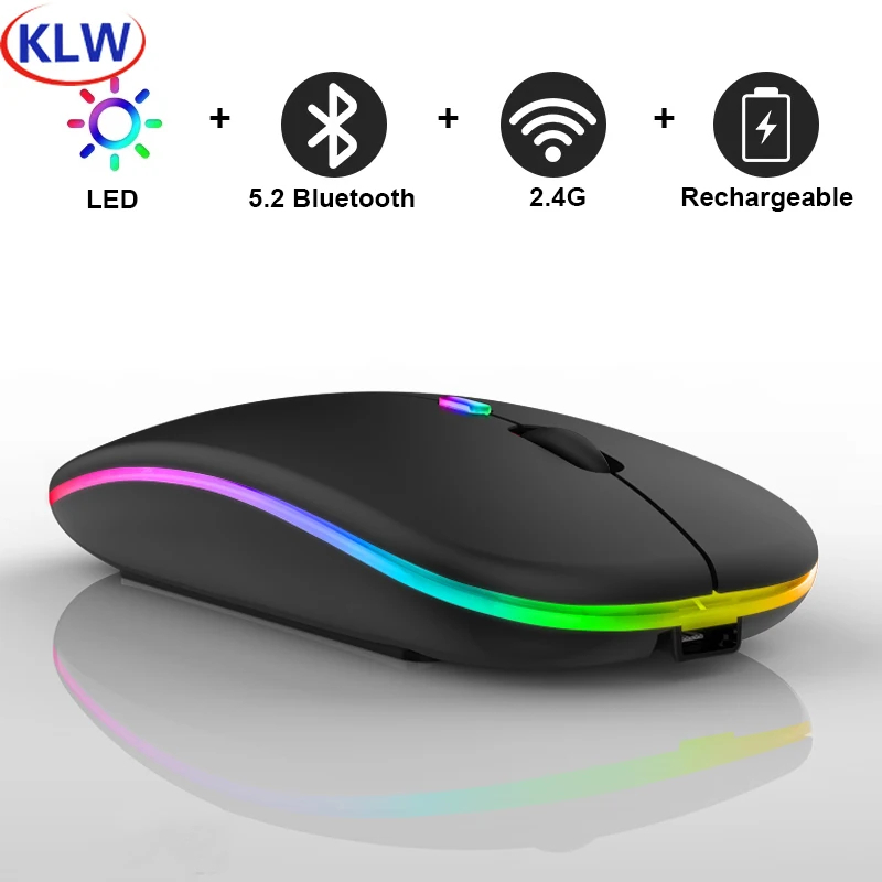 Bluetooth 5.2 Wireless Luminous Mouse Tablet Phone Computer 2.4GHz USB Charging Wireless Mouse 1600DPI Portable Gaming Mouse. 