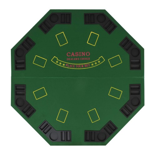 8-Player Folding Poker Tabletop 2 Fold Octagonal Green. 