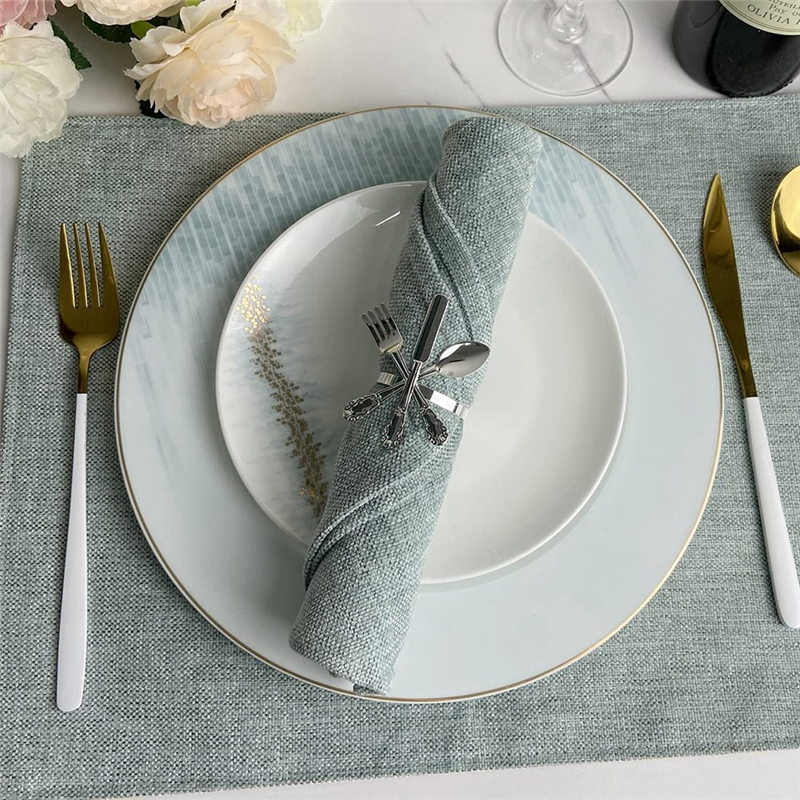 Knife and Fork Spoon Napkin Rings Holder for Christmas Party Silver. 