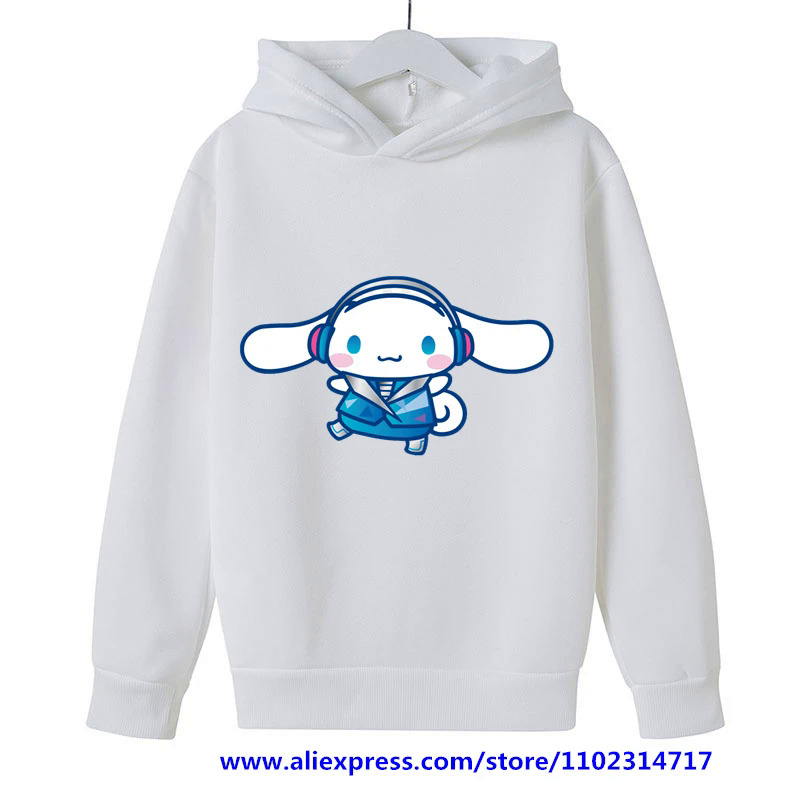 New MINISO Cinnamoroll Hoodie Kids Clothes Girls Sweatshirts Spring Boys Long Sleeves Hoodies Sanrio Cartoon Hooded Tops