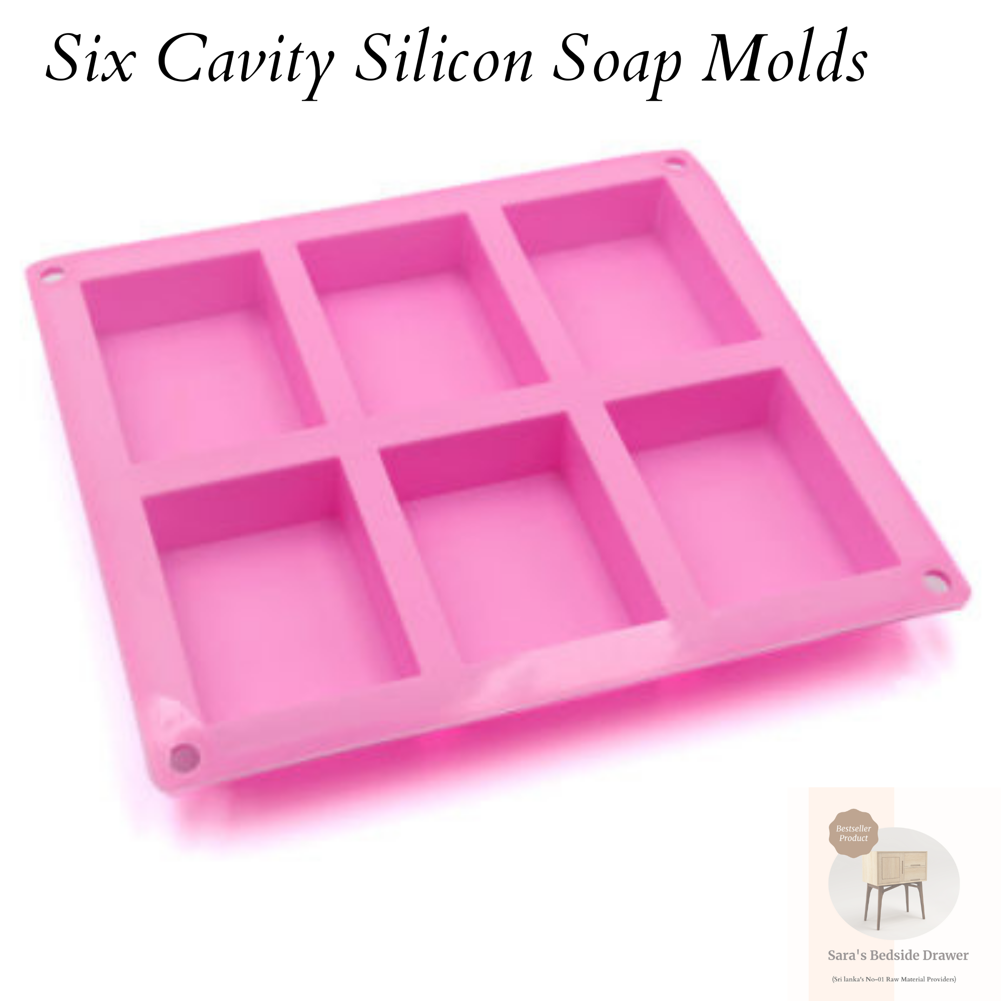 Silicon Soap Mold / කුහර 6 ක් සහිත සිලිකන් අච්චු / Six Cavity Silicon ...