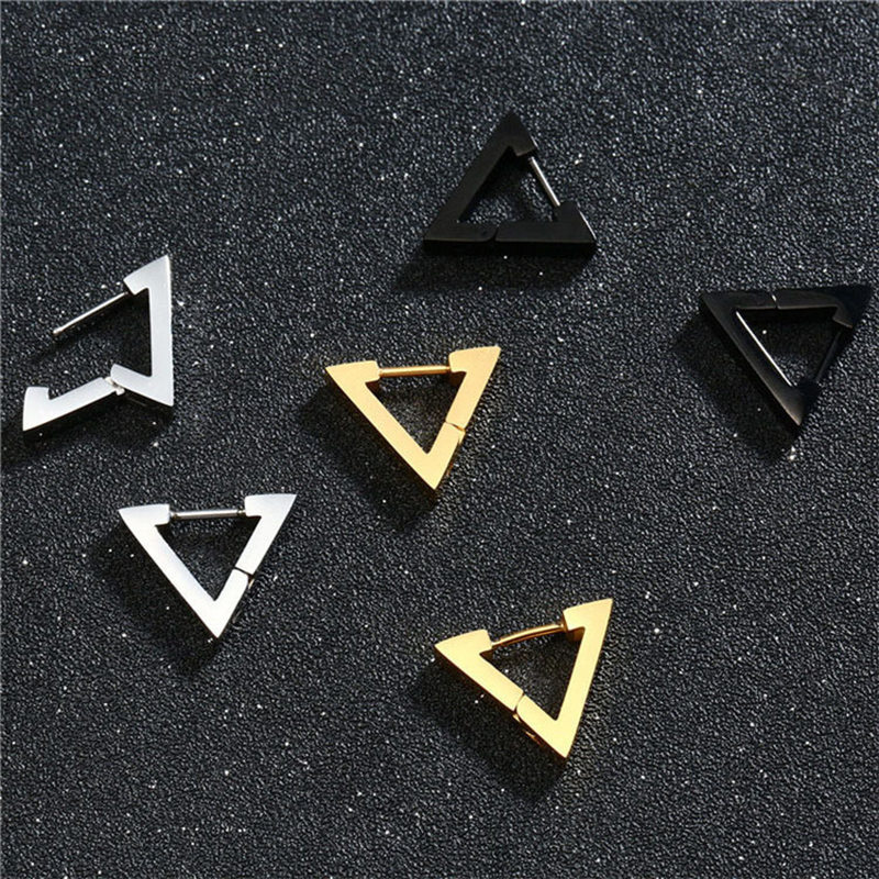 Triangle Earrings for Men Stud Earrings Titanium Steel Hoop Earrings Geometric Punk Hip Hop Personality Earrings Party Jewelry Gift. 