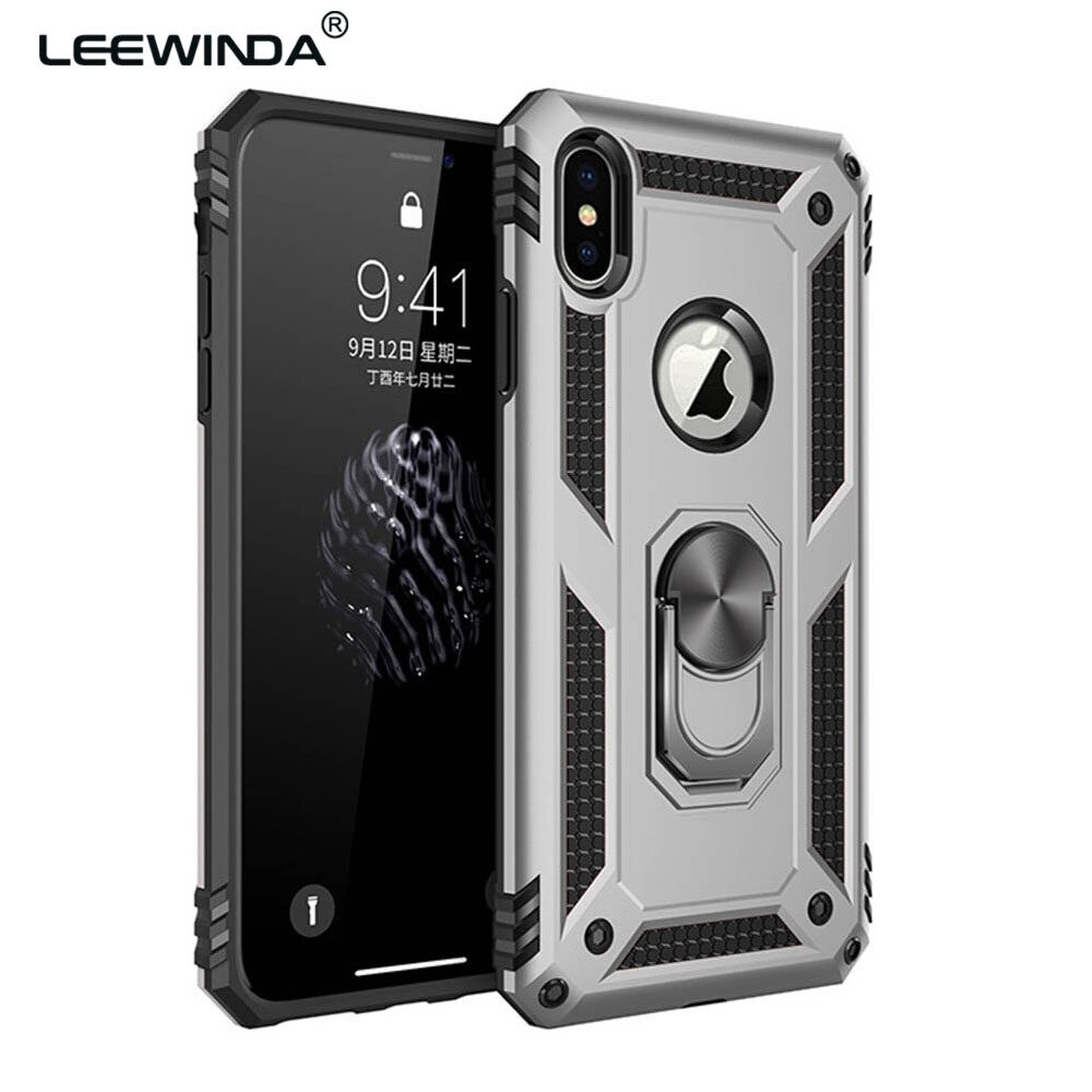 xprmy for iPhone X XS phone Case Luxury Armor Shockproof TPU PC 2 in 1 360 Degree Rotating Holder Ring Back Cover. 