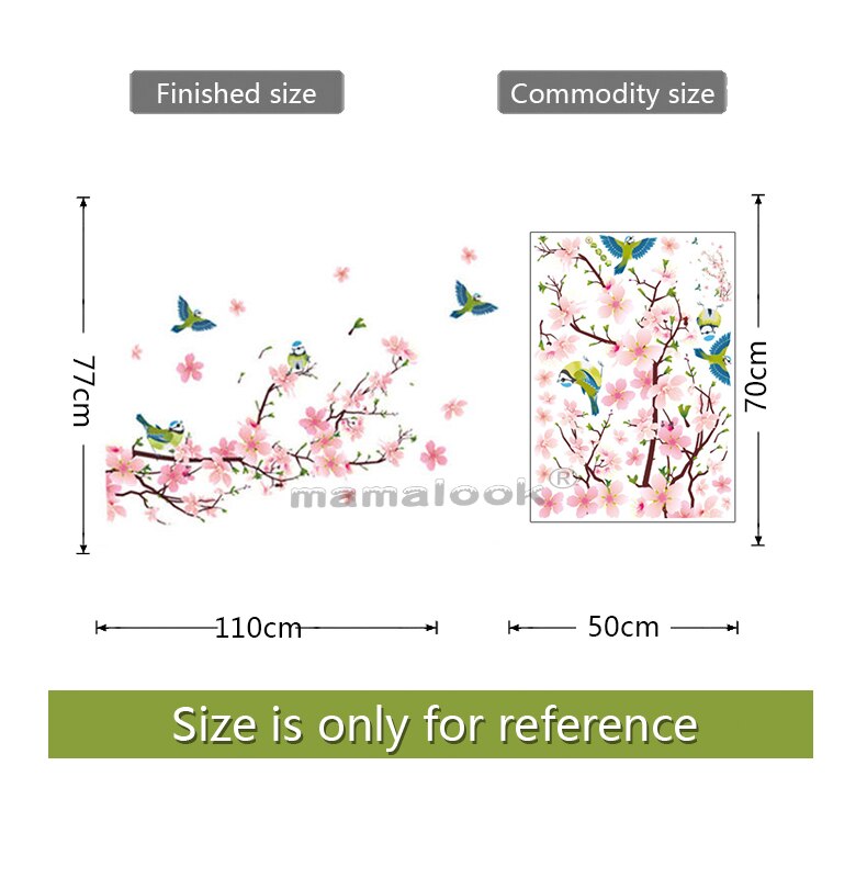 【WEJA】1 pc Sakura wall stickers Kids Rooms Bedroom Living Room DIY Art PVC Beautiful Flower Tree Removable Wallpaper home decor. 
