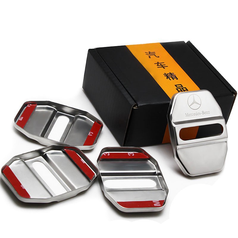 New 4pc BENZ door lock cover glc GLC 260 E-cla 200 300l car door lock protection cover AMG modification electroplated door lock cover. 