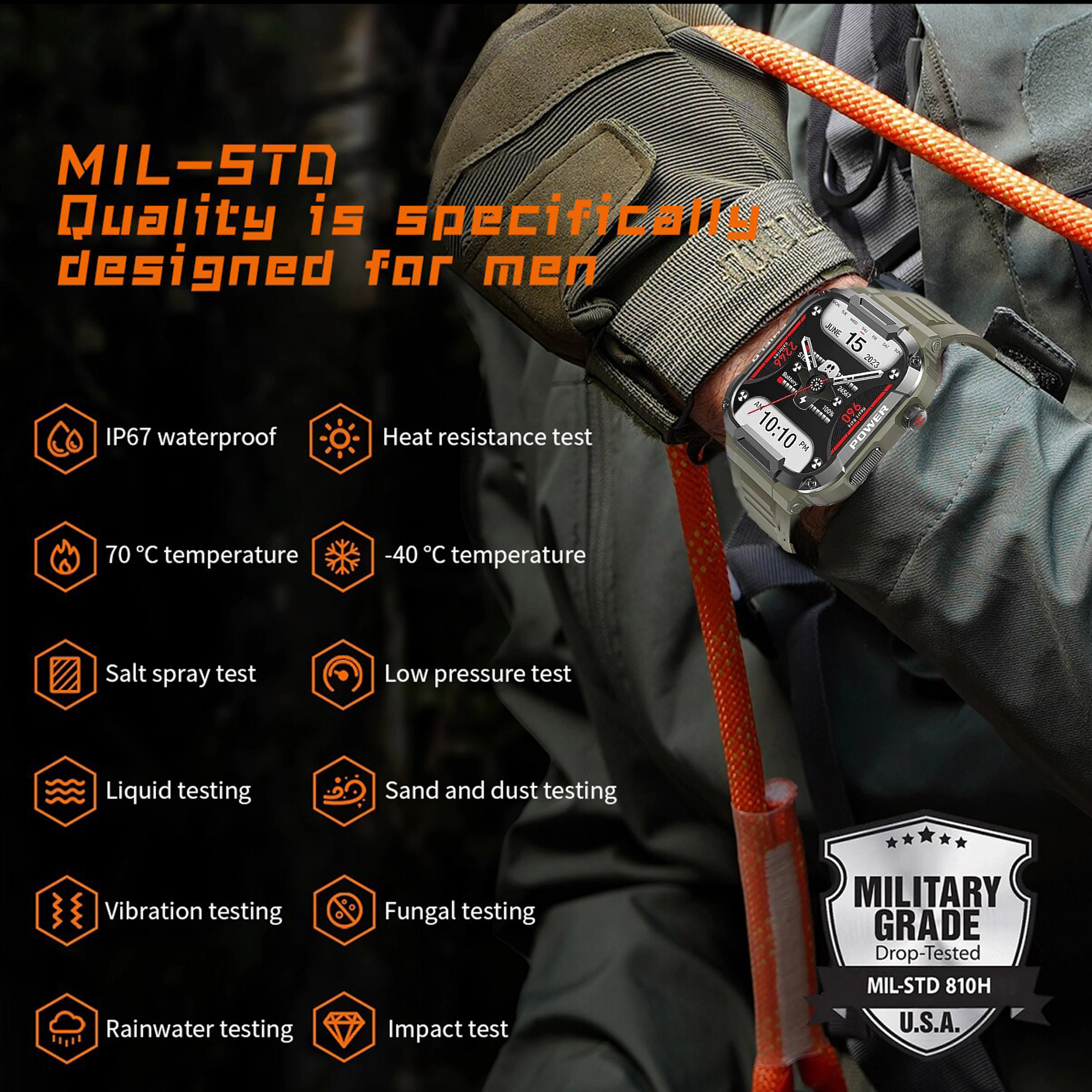 Original 2024 New Released Smart Watch Rugged Military  1.85 Outdoor Men Bluetooth Call Smartwatch For Xiaomi Android IOS Ip68 Waterproof Fitness Watches 2024 New Release. 