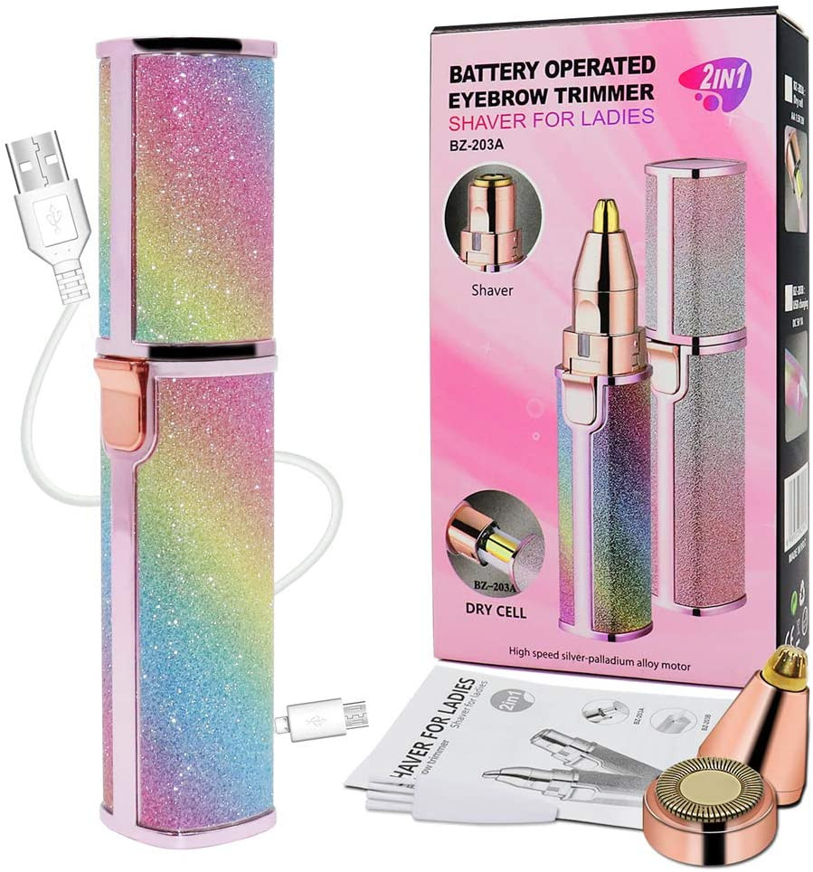 Painless Facial Hair Remover: 2-in-1 Rechargeable Kit for Women. 
