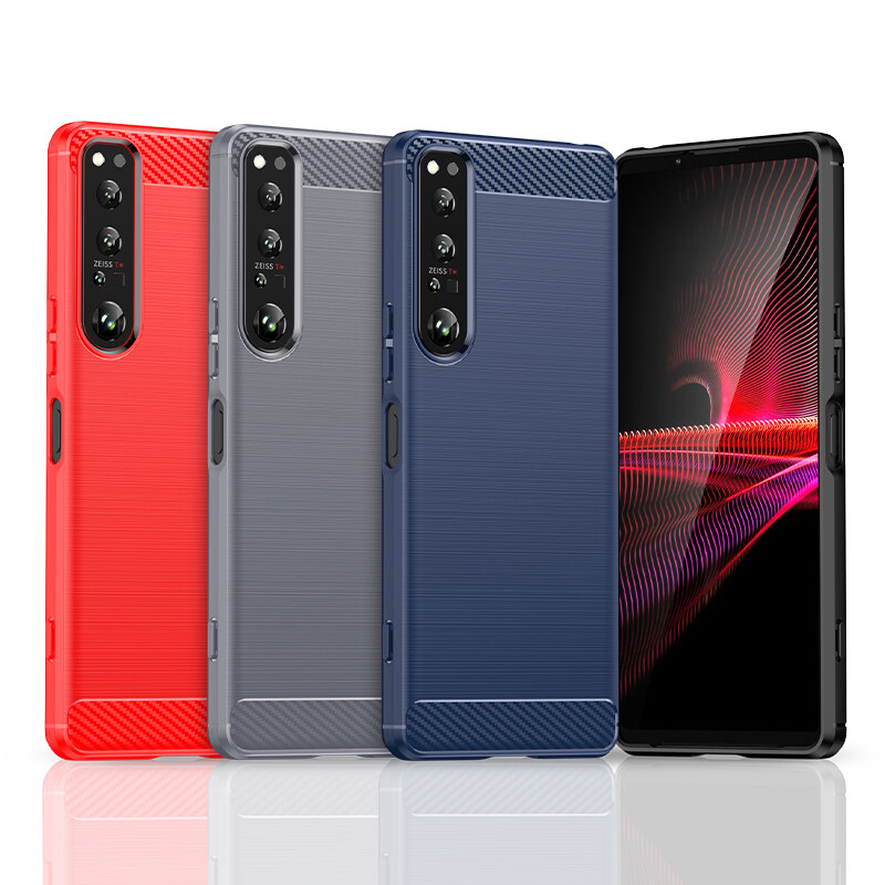 Leweisi Carbon Fiber Bumper Phone Case For Sony Xperia 1 IV Back Cover Coque Shockproof Protective. 