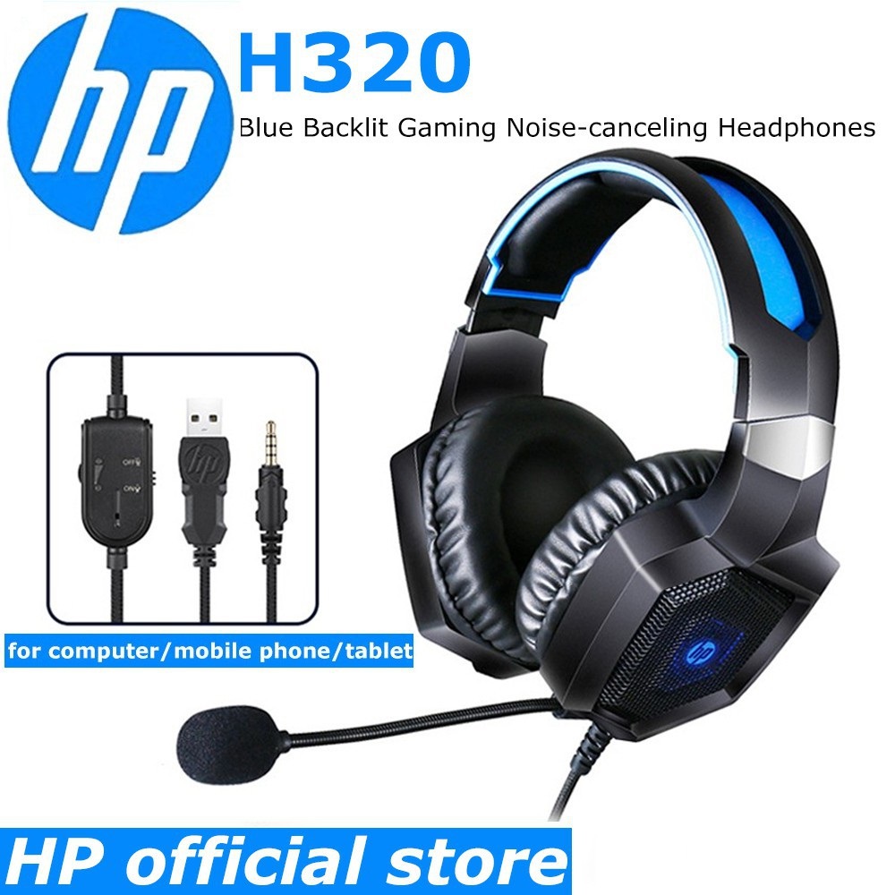 HP H320 Gaming Headphone 3.5mm Jack & USB Wired With Mic High-Quality Bass Sound Comfortable Wearing Durable Ear Cushion Black On-Ear Headphone. 