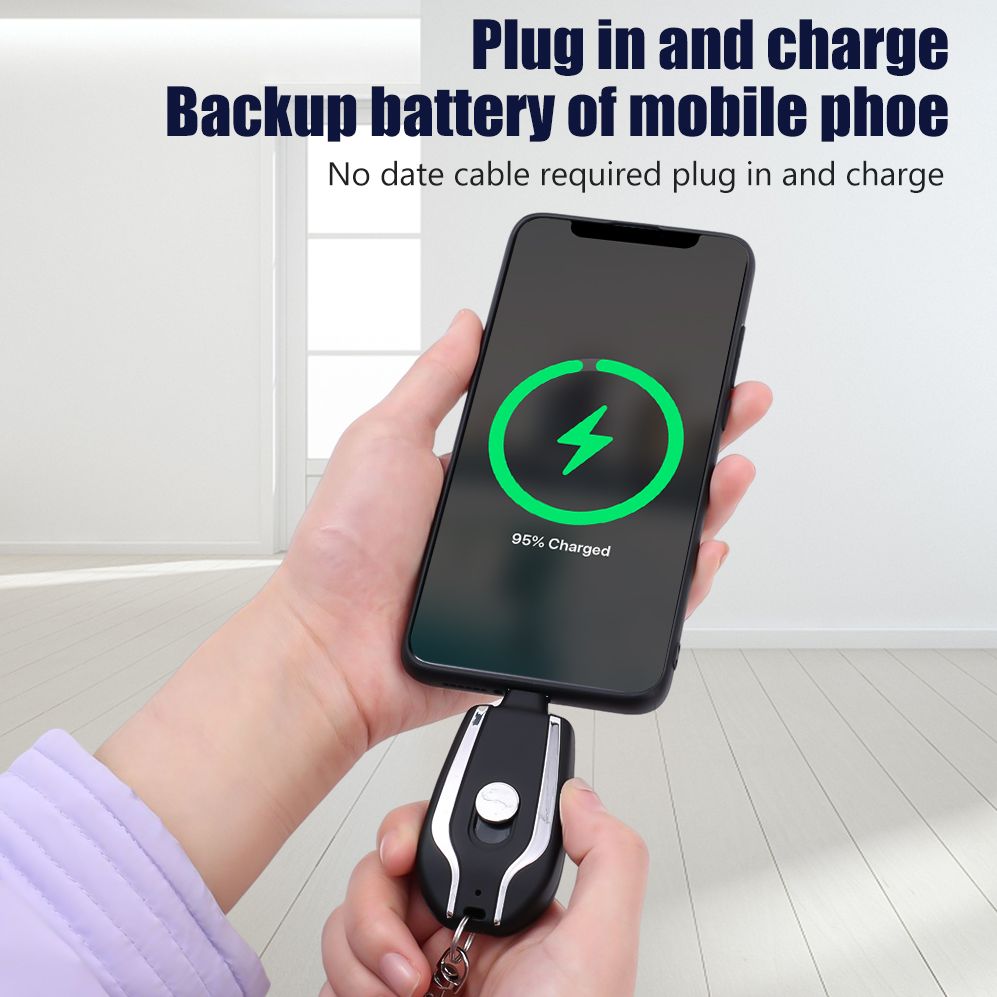 Mini Power Bank Portable Slim 1500mAh Powerbank for iPhone Lightning & Type C Mobile Phone Charging Emergency External Battery Pack Support Keychain Keytag Design Direct Plugin Charger 194396511 TecMall. 