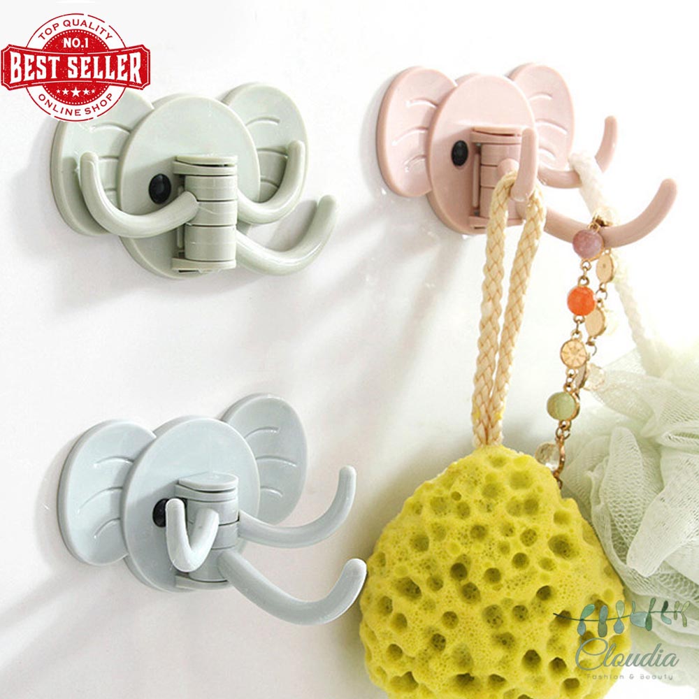 Elephant Shape Strong Adhesive Wall Hanging Sticky Hook Kitchen Bathroom Wall Door Fashion Decor Seamless Hook Bathroom Hooks. 