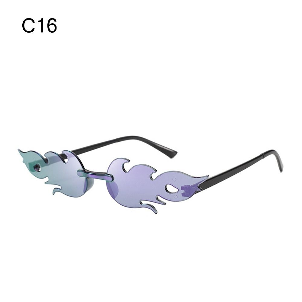 thumbnail image 2 of Fire Flame Glasses Women Vintage Wave Rimless Sunglasses 2 of 9