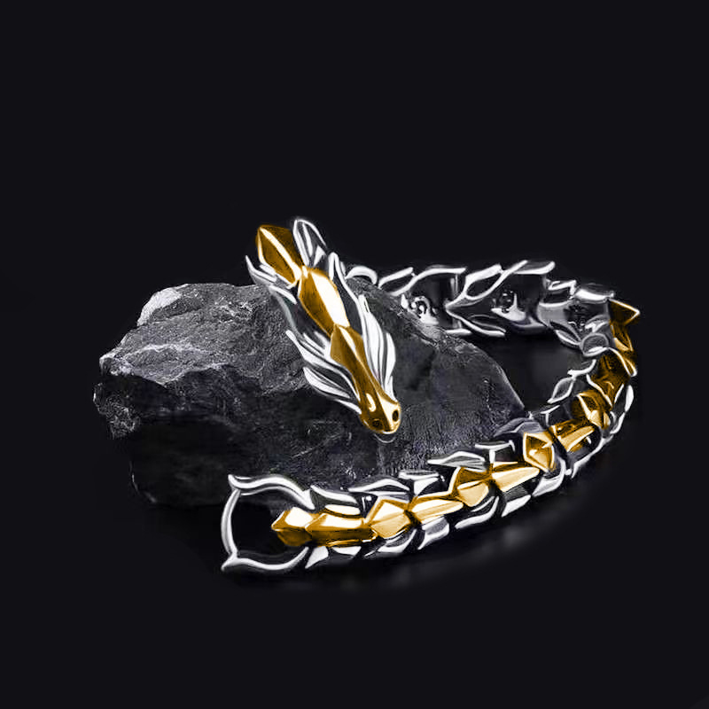 Hip Hop Keel Bracelet for Men Vintage Alloy Dragon Charm Fashion Accessory
