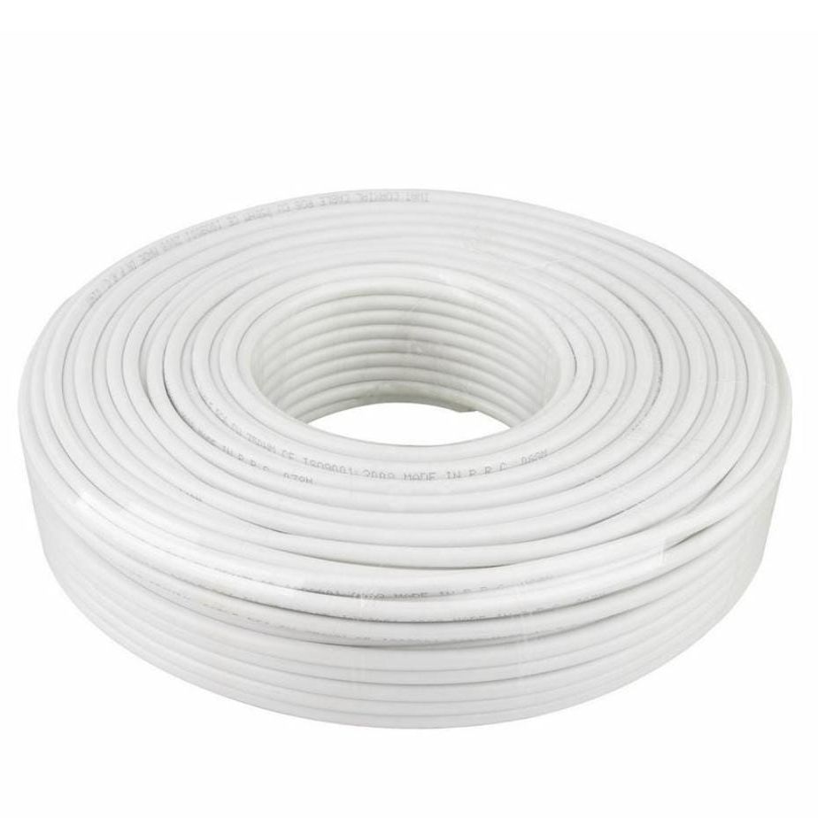 Satellite TV RG-6U Coaxial Wire Roll -105 Meters-White. 