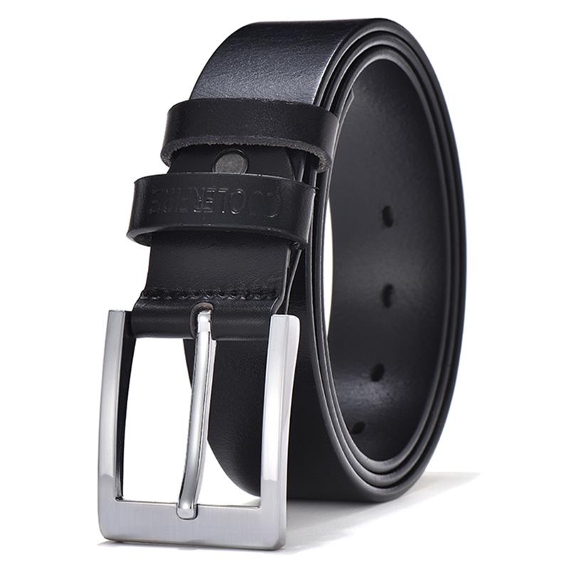 Belts For Men Black And Brown Top Full Grain Leather Big Silver Buckle Dress Belt Daraz.lk