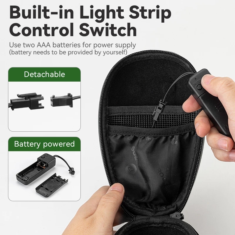 ROCKBROS Bike Bag with Light Double Warning EVA Hard Shell Bike Bag Seat Cycling Tail Rear Pouch Bag Bicycle Saddle. 