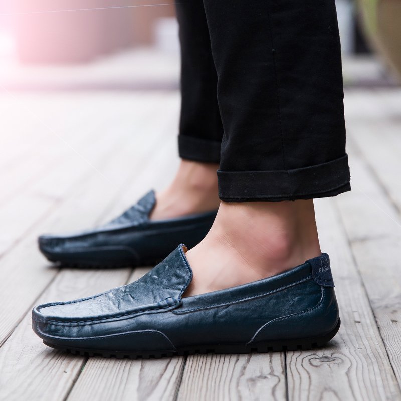 【ALLGOOD】Men's Leather Casual Shoes Outdoor Fashion Men Loafers Spring Autumn Cow Leather Loafers Soft Comfortable Male Business shoes. 
